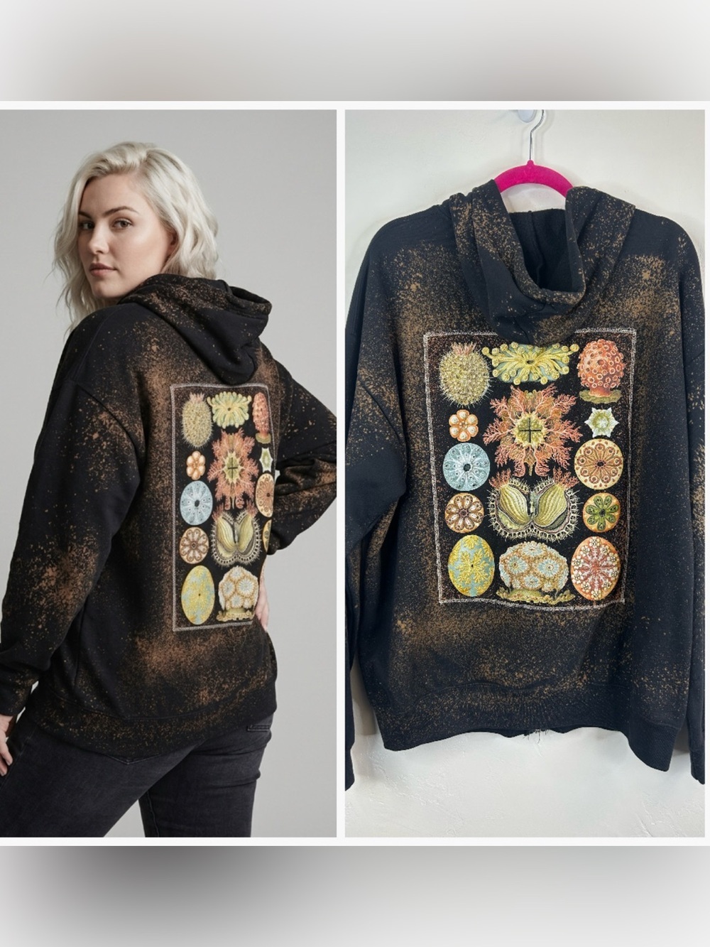 Science Plant Biology Hoodie Distressed Size XL Full Zip Goth Skater Unisex